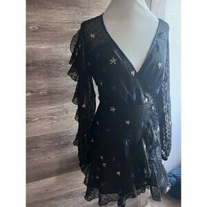 La Maison Talulah Chaleur V-Neck Mini Dress XS Tiered Embroidery Party Fun Prom